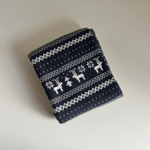 ジャガードニット生地（ノルディック柄・トナカイとツリー）韓国生地 4