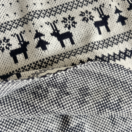 英字柄のニット生地 ジャガードニット生地（ノルディック柄・トナカイとツリー）韓国生地 4