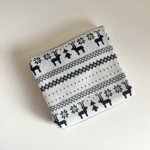 ジャガードニット生地（ノルディック柄・トナカイとツリー）韓国生地 4