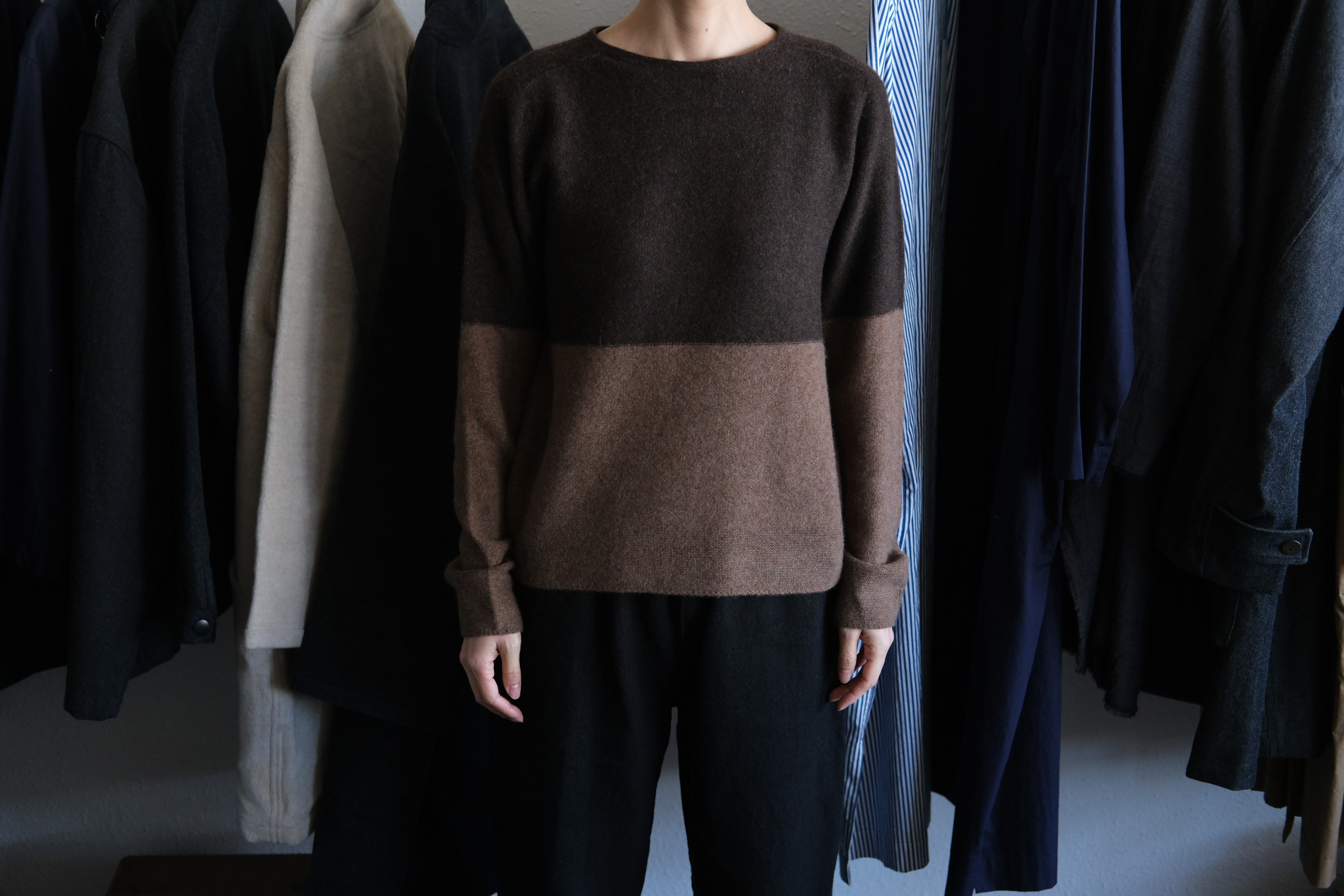 enrica cashmere&sable knit / camel×brown