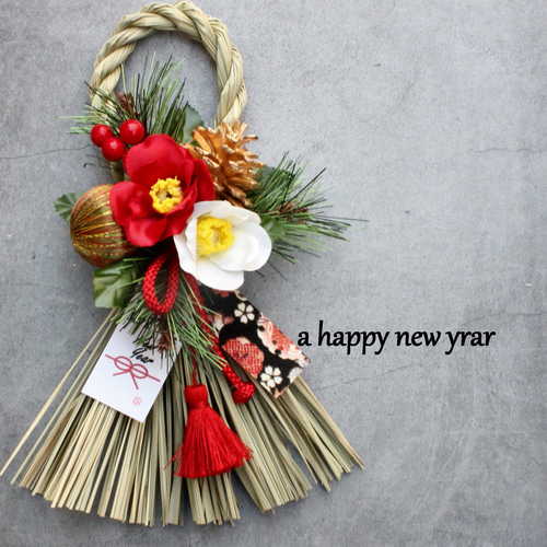お正月2026新作割】本しめ縄紅白椿*お正月しめ縄飾り しめ縄・しめ飾り