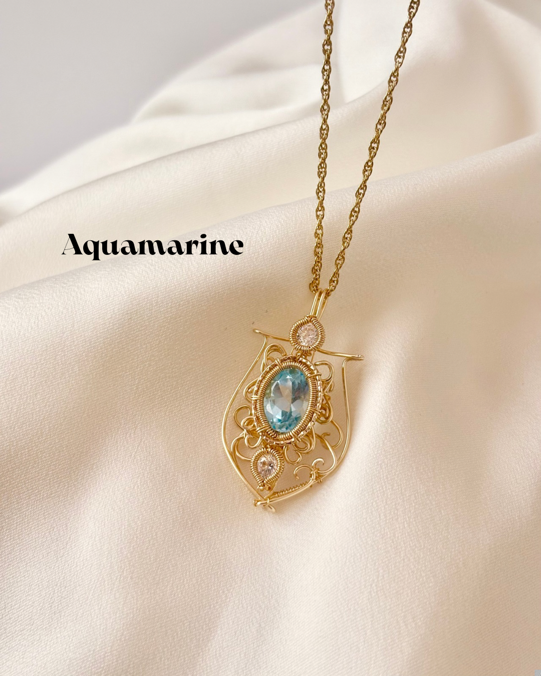 Blue Oracle(ブルーオラクル)アクアマリン ワイヤーアクセサリー ネックレス トップ