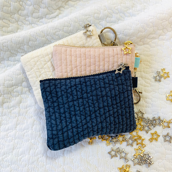 おとぼけだいなそーと綺羅星　選べるコインケース　H9W12.5 ヌビポーチ　ミニポーチ　星刺繍　星チャーム　恐竜ベイビー 3枚目の画像