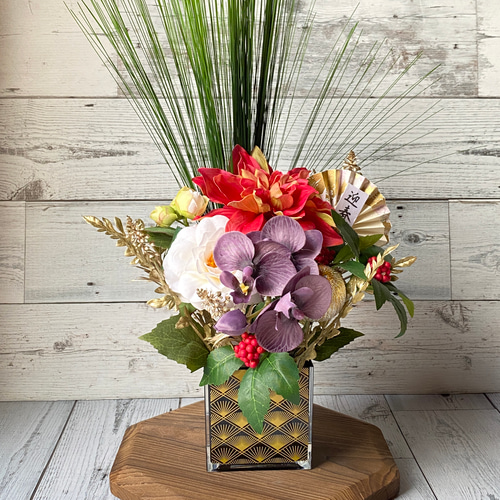 ✿大きなアレンジ花(お正月花・クリスマスにも飾りたい) 221220_10000689_001.jpg