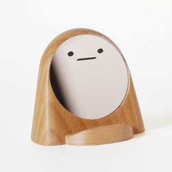 鏡の妖精 ボーちゃん ミラー付スマホスタンド 卓上 ミニ 木製 TOSMU 5枚目の画像