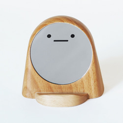 鏡の妖精 ボーちゃん ミラー付スマホスタンド 卓上 ミニ 木製 TOSMU 10枚目の画像