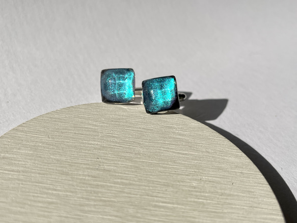 アクアリオンストーン鉱石カフス☆ / 海   / レジン / ファンタジー / メンズ / 父の日 4枚目の画像