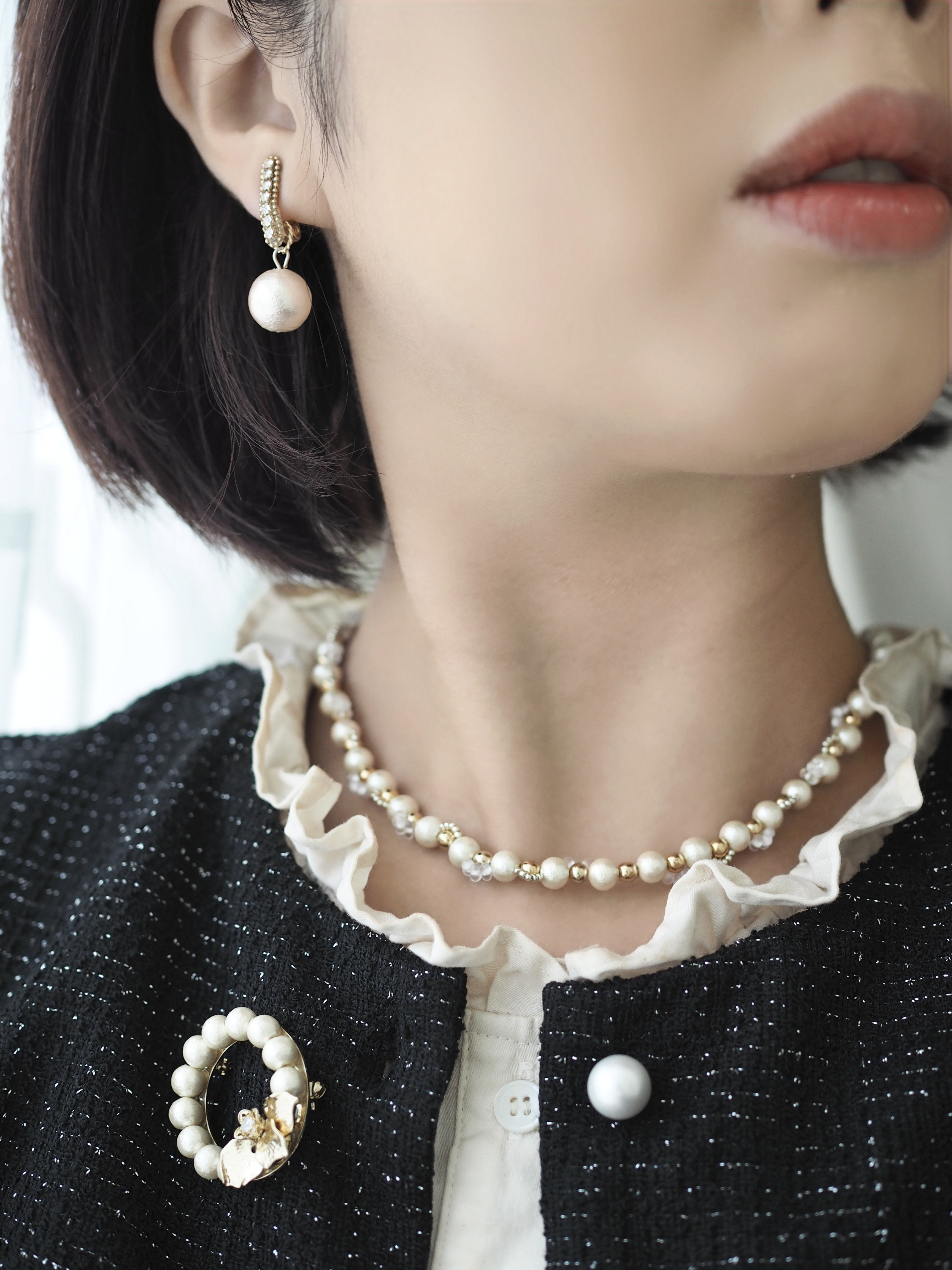 【着け心地抜群♡】 パールアクセサリー2点set /痛くないイヤリング/軽量ネックレス