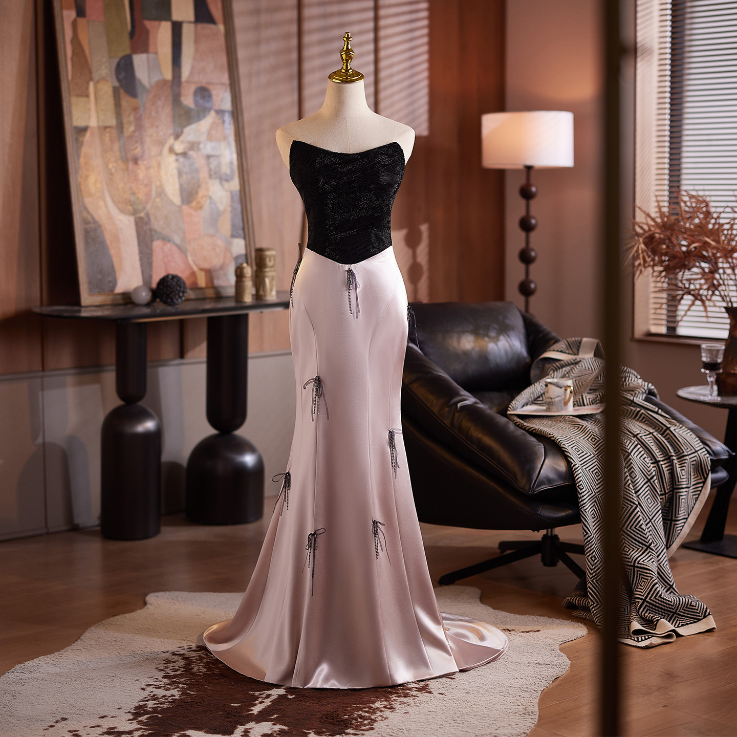 綺麗 黒 オフショルダー マーメイドドレス 裾引き 高級感 花嫁 成人式 誕生日 披露宴 二次会 前撮り 09134