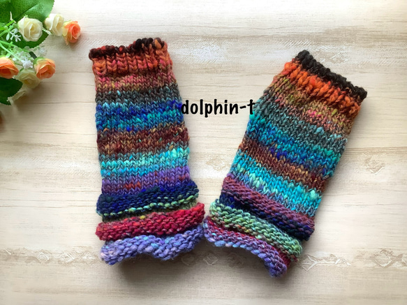 NORO＊ハンドウォーマー　野呂英作　手編み　穴有り　#16 1枚目の画像