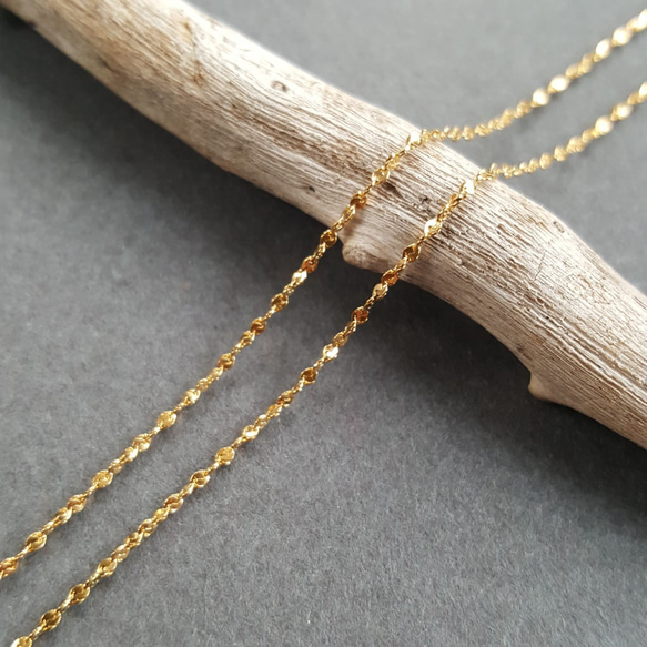 [71cm + 65cm] サージカルステンレス キラキラ デザインチェーン ニッケルフリー 金属アレルギー対応 3枚目の画像