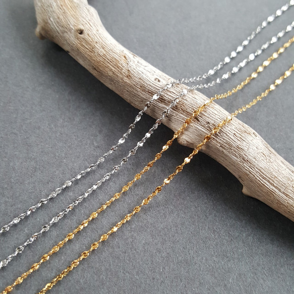 [71cm + 65cm] サージカルステンレス キラキラ デザインチェーン ニッケルフリー 金属アレルギー対応 6枚目の画像