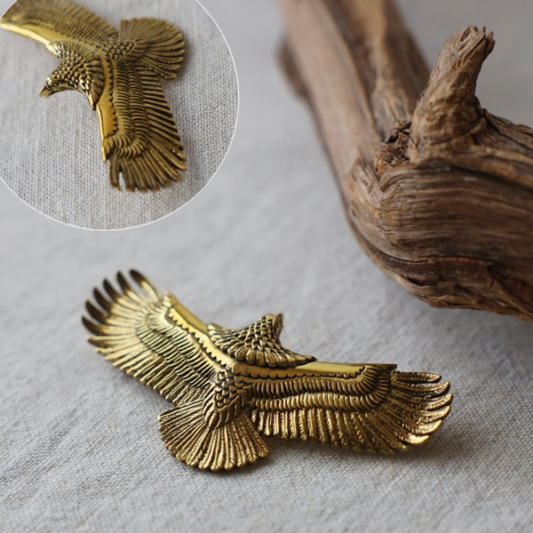 新作　本格派　anvai　純真鍮　ブラス　鷲　 パーツ　ネックレス　巾着付　バックル　インディアン ジュエリーS54