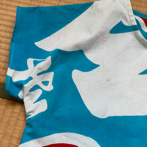 大漁旗シャツワンピース　古布　かすり　絣 大漁旗ブラウス 幟旗ブラウス 大漁旗リメイク tシャツ リメイク