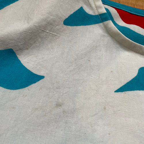 大漁旗シャツワンピース　古布　かすり　絣 大漁旗ブラウス 幟旗ブラウス 大漁旗リメイク tシャツ リメイク