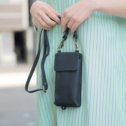 【限量特價】真皮智慧型手機單肩包/錢包/收納包 Lilina Sacoche，海軍藍，HAW024 第2張的照片