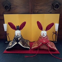 豪華な金襴生地のお着物のうさぎ雛 (雛人形.お雛様.おひな様) ひな人形