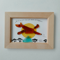 シーグラスアート　馬　午年　太陽　初日の出　正月　壁掛け　コラージュ　イラスト　アート 3枚目の画像