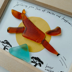 シーグラスアート　馬　午年　太陽　初日の出　正月　壁掛け　コラージュ　イラスト　アート 2枚目の画像