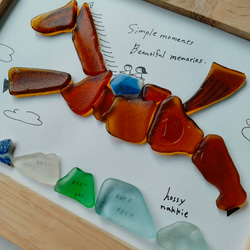 シーグラスアート　（大）馬　午年　太陽　初日の出　正月　壁掛け　コラージュ　イラスト　アート 4枚目の画像