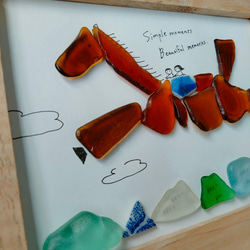 シーグラスアート　（大）馬　午年　太陽　初日の出　正月　壁掛け　コラージュ　イラスト　アート 2枚目の画像