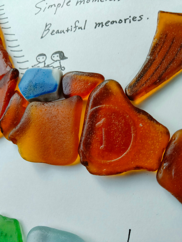 シーグラスアート　（大）馬　午年　太陽　初日の出　正月　壁掛け　コラージュ　イラスト　アート 3枚目の画像