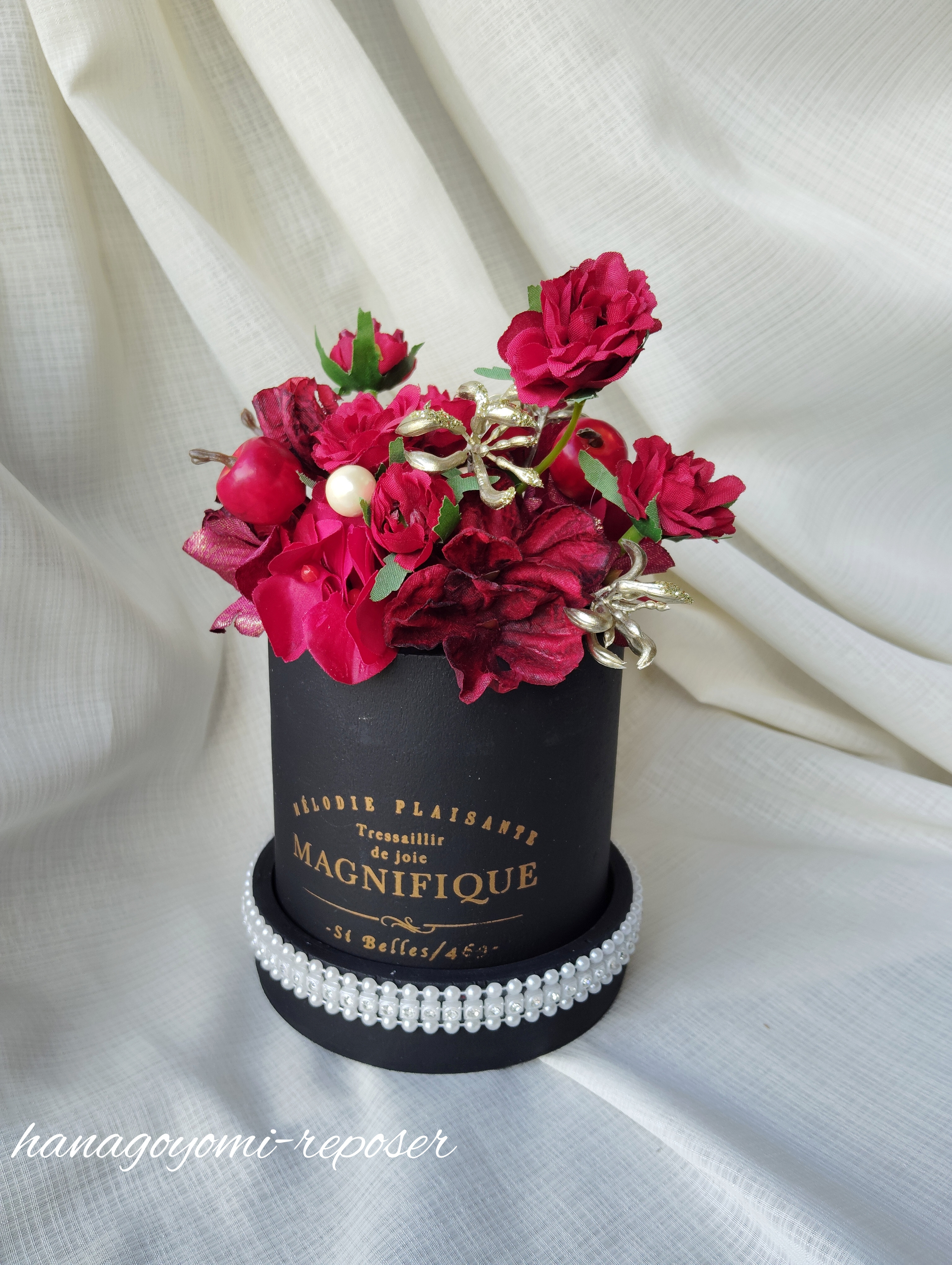 還暦お祝いハットBOXアレンジ