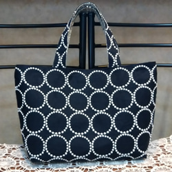 ランチトートバッグ風ミニトートバッグ＊タンバリン×アネモネ ネイビー