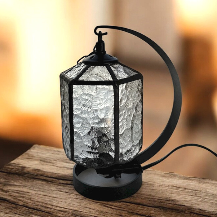 ステンドグラスランプ　六角行燈No,3084