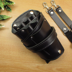 本革 ハンドメイド 8丁差し シザーケース (オールブラック) SCA-143