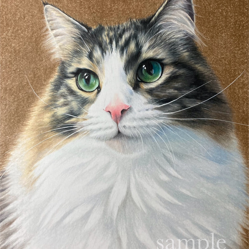 A5サイズ 手描き似顔絵 色鉛筆画 大切なペットちゃんの絵を心を込めて