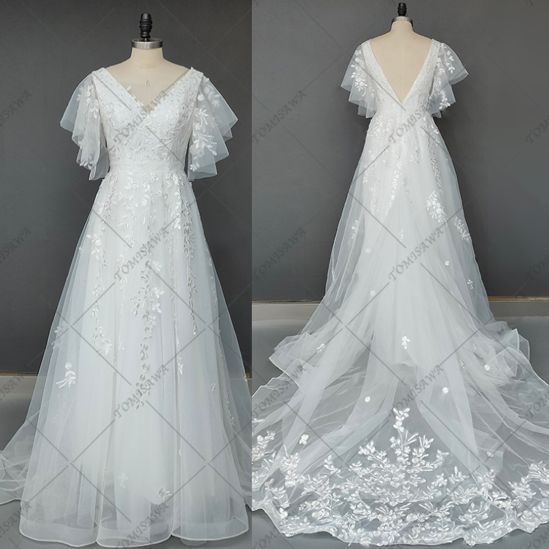 ロングドレス ウェディングドレス結婚式 二次会 前撮りドレス  F527