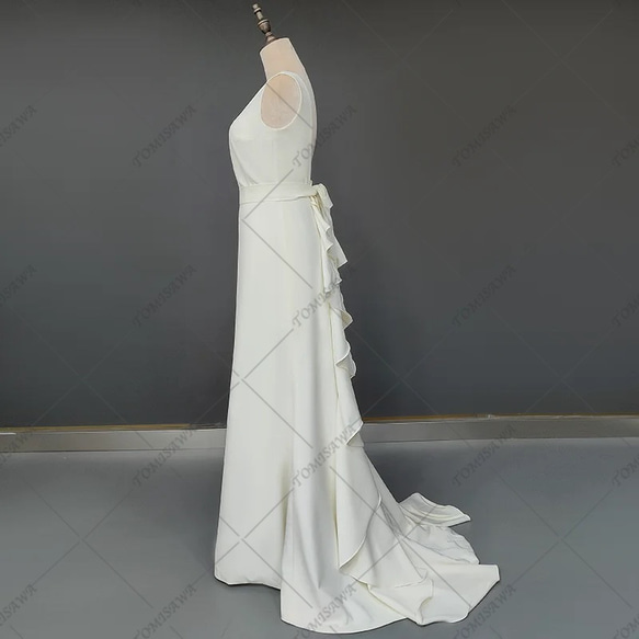 スレンダーライン ウェディングドレス結婚式 二次会 前撮りドレス  F740 4枚目の画像
