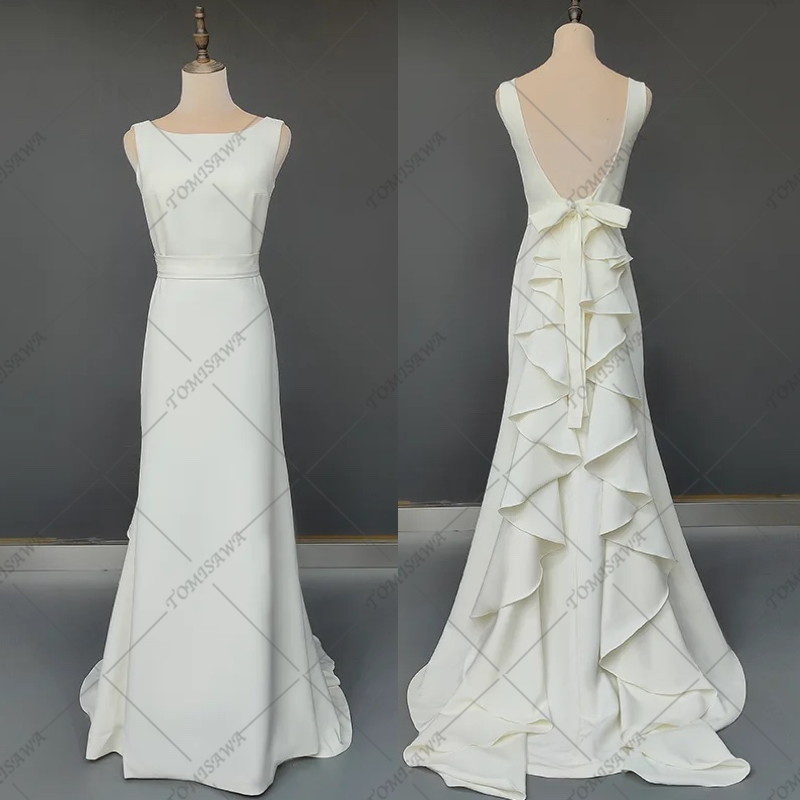 スレンダーライン ウェディングドレス結婚式 二次会 前撮りドレス  F740