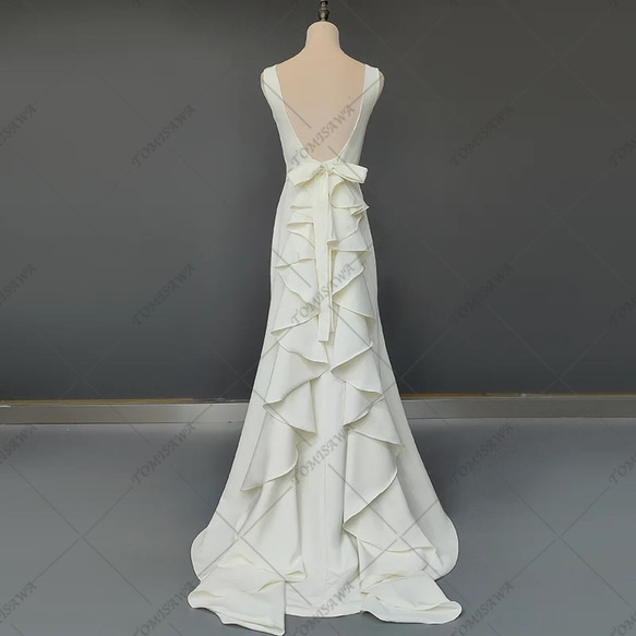 スレンダーライン ウェディングドレス結婚式 二次会 前撮りドレス  F740 3枚目の画像
