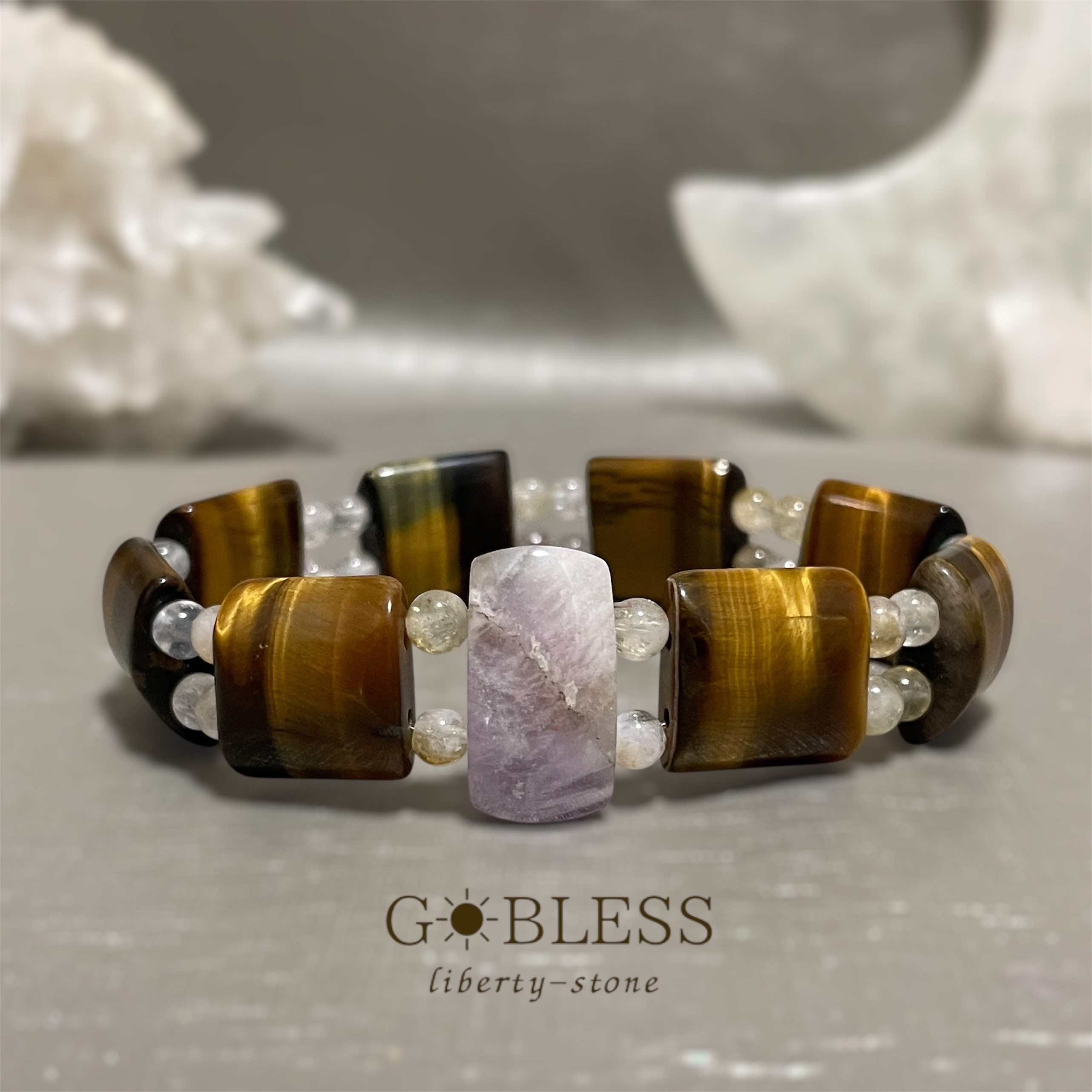 【数量限定】384.セクメト／タイガーアイ×アメジスト×シトリン／ブレスレット