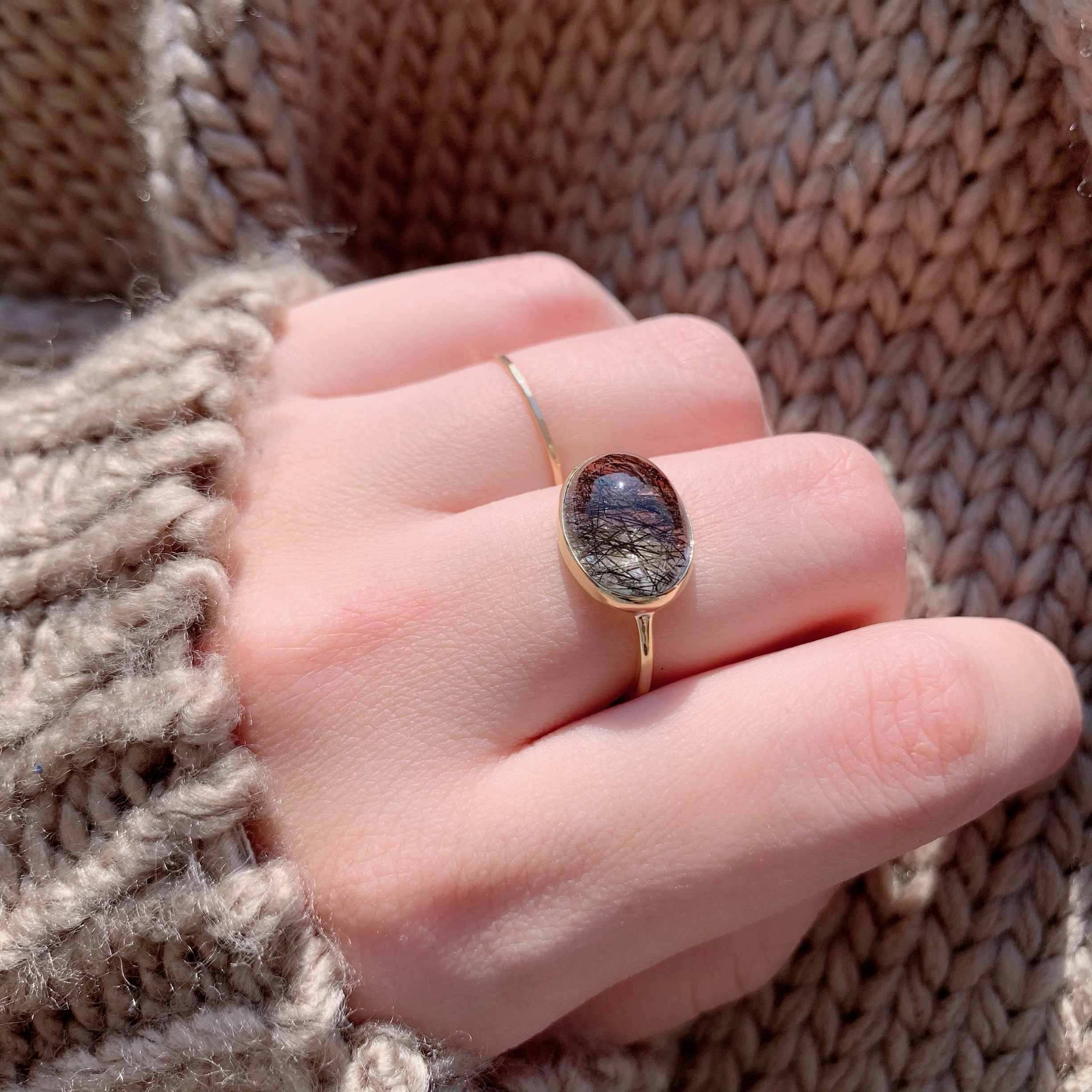 【ルースオーダー】トルマリンクォーツのカボションリング（真鍮・silver950）