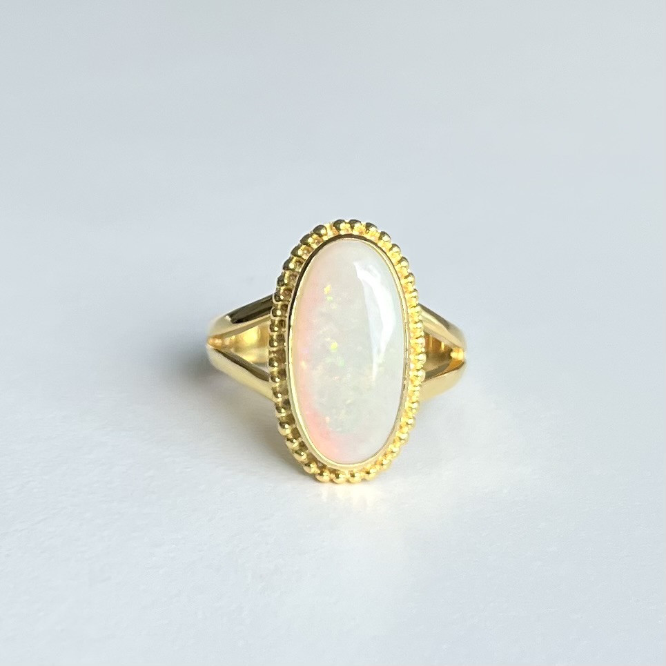 ソリッドオパール リング 15号 18KGP