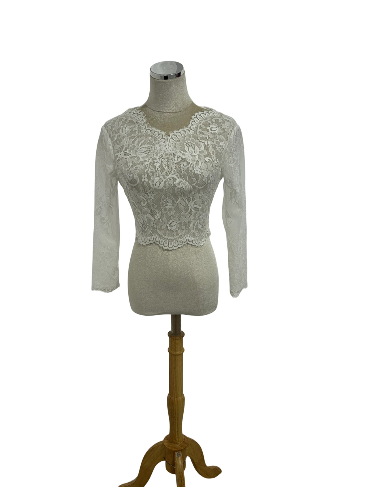 ボレロ ロングスリーブ くるみボタン 贅沢な総レース スカラップレース 花嫁/ウェディングドレス