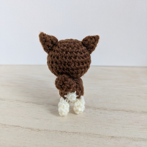あみぐるみ　いぬ　犬　チワワ　ぴ茶×白口　キーホルダー　ハンドメイド　リク あみぐるみ いぬ 犬 チワワ ぴ茶×白口 1 キーホルダー ハンドメイド