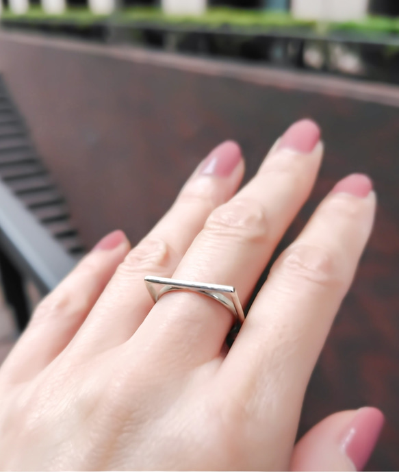 【受注制作】Square & Circle リング（SV） 4枚目の画像
