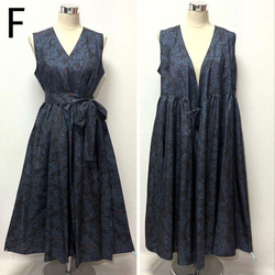 着物リメイク ワンピース ジャンパースカート 花柄 2WAY ギャザー