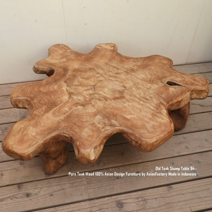 希少オールドチーク一枚板 切り株テーブル94cm 無垢材 飾り台 花台 ちゃぶ台 ローテーブル