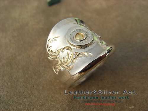 1点物　シルバーリング イーグル,太陽神　手彫り　鏡面仕上げ仕上げ　シルバー925 無垢　指輪　ハンドメイドリング