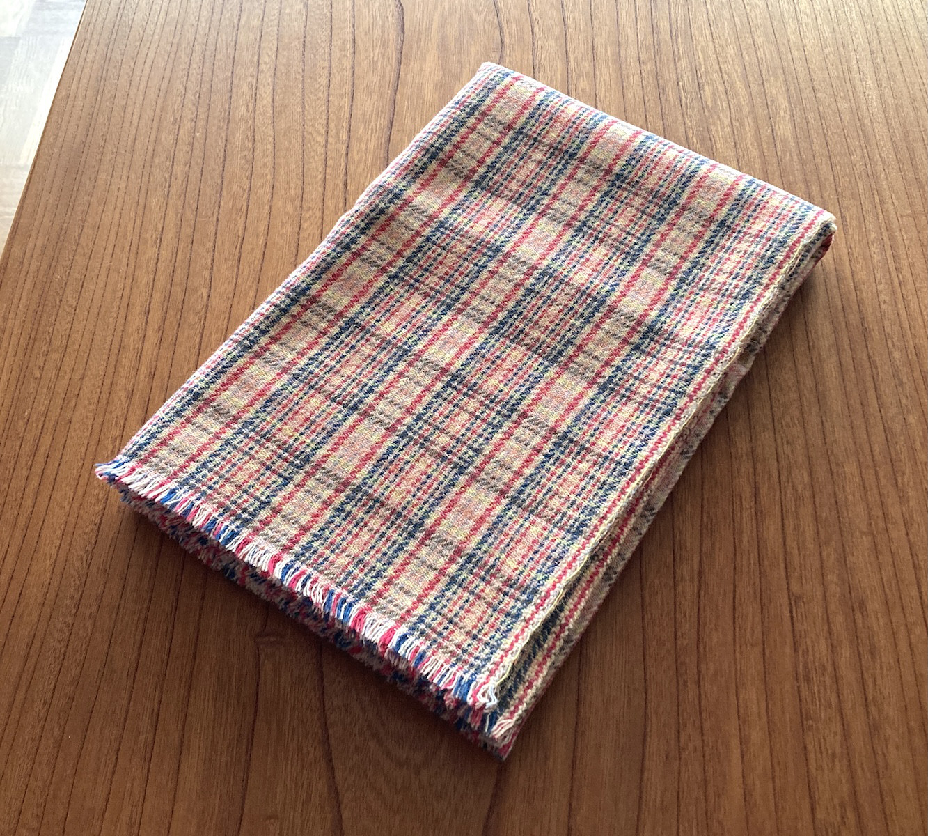 ウールブランケット M［ローズ×ブルー］  日本産 毛織物