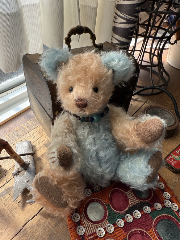 手染めモヘアのテディベア 4枚目の画像