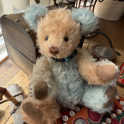 手染めモヘアのテディベア 3枚目の画像