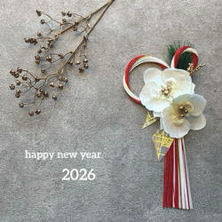 モダン門松＊ホワイト×ゴールド＊02＊お正月飾り しめ縄・しめ飾り