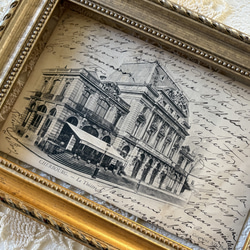 フランスアンティーク ポストカード 勿忘草 Bonne Annee エンボス 額装