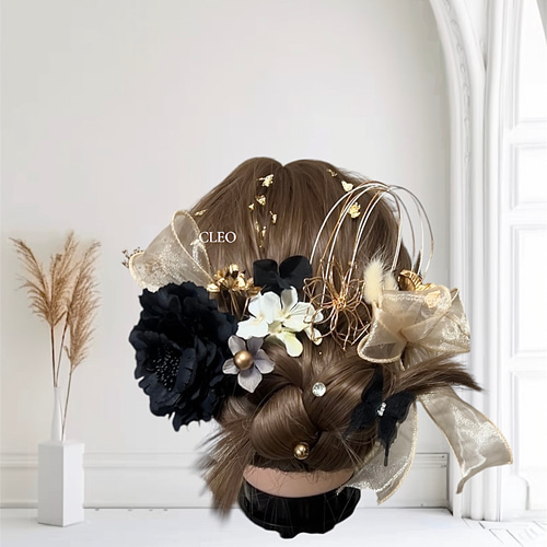 髪飾り ブラック ダリア ベージュ ヘッドドレス ヘアアクセサリー